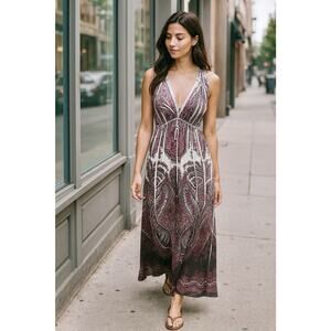 One World Live & Let Die Dress Sz S Paisley Y2K Vibe Maxi Dress Boho Sexy Resort